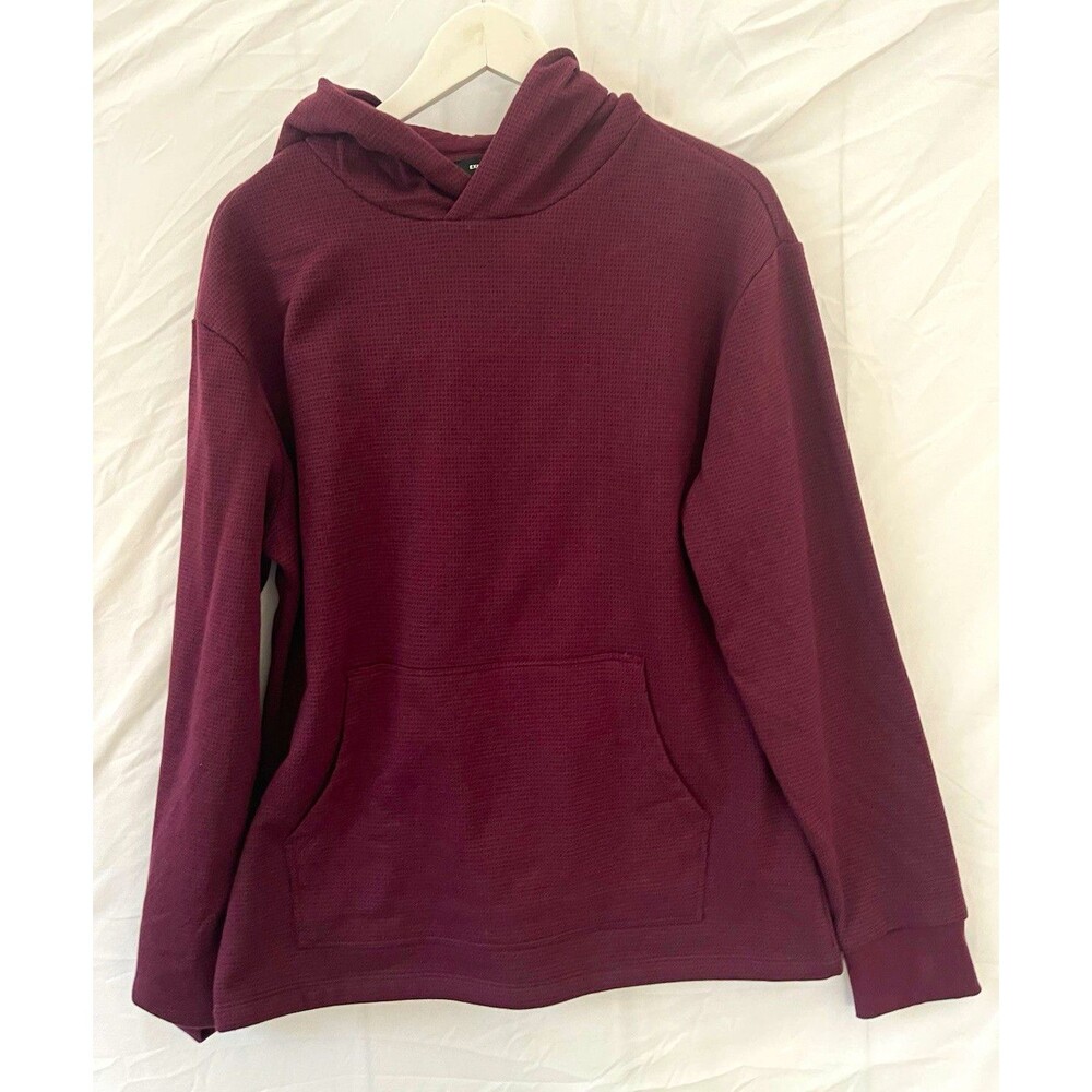 Express Men’s Burgundy Pullover Hoodie Kangaroo Pocket Long Sleeve Size M